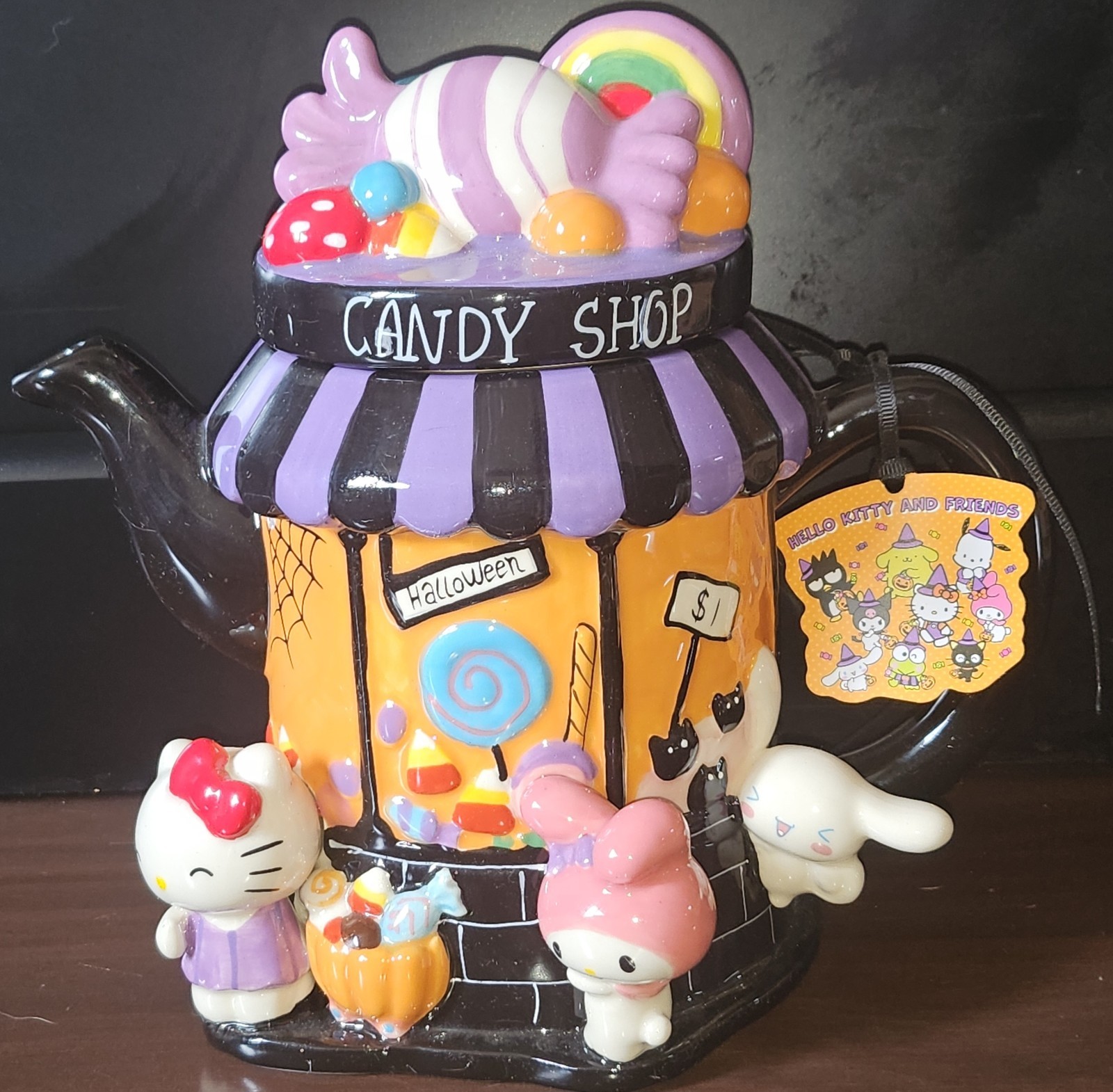 NEW Hello Kitty Sanrio Halloween Candy Shop Kettle Blue Sky Ceramic 2025 NWT NEW Hello Kitty Sanrio Halloween Candy Shop Kettle Blue Sky Ceramic 2025 NWT