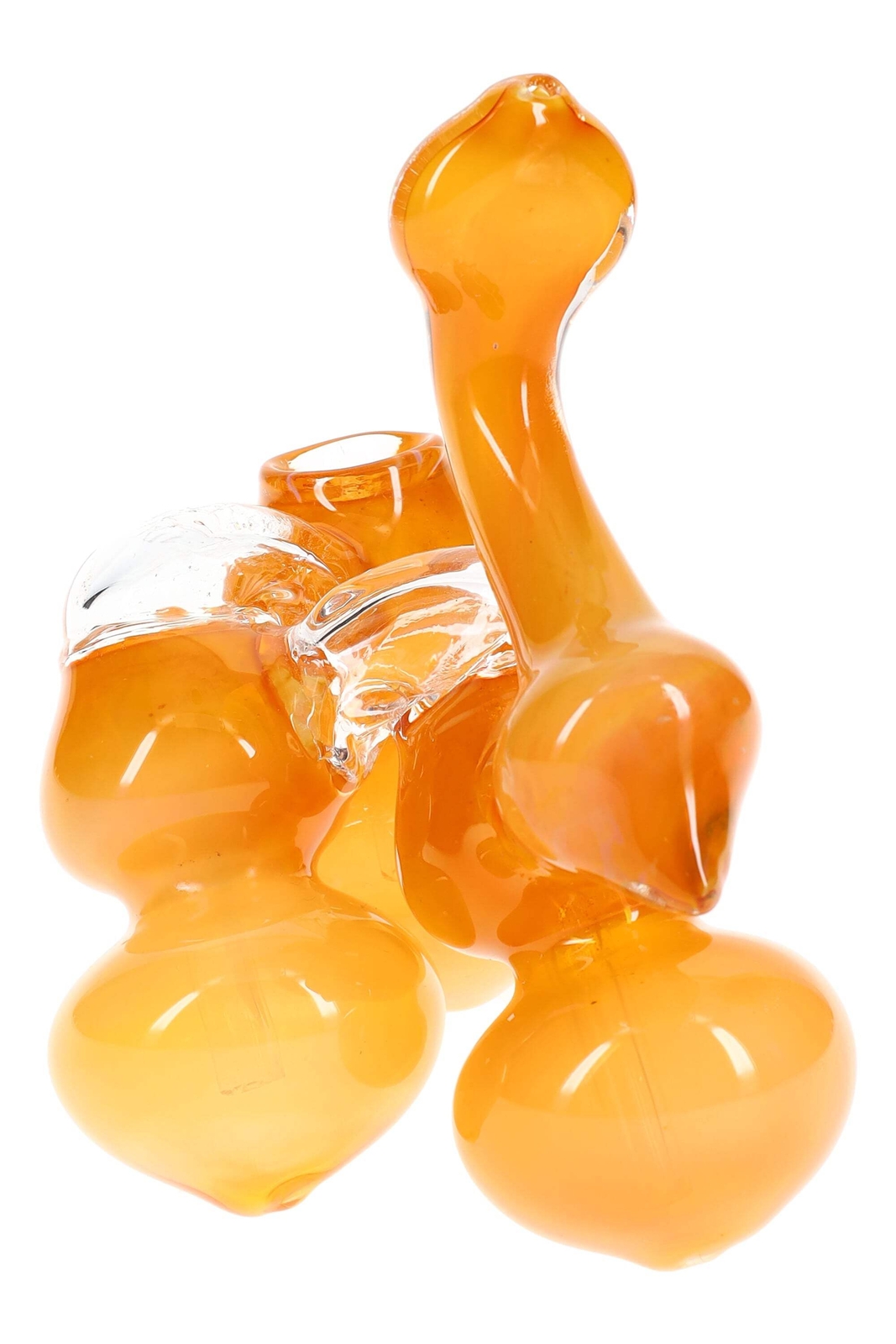 7" Large Gold Fumed Triple Chamber Sherlock Glass Bubbler