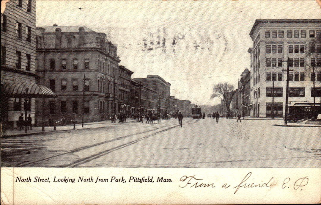 Antique Postcard North Street Looking North From Park Pittsfield MA 1906 Antique Postcard North Street Looking North From Park Pittsfield MA 1906