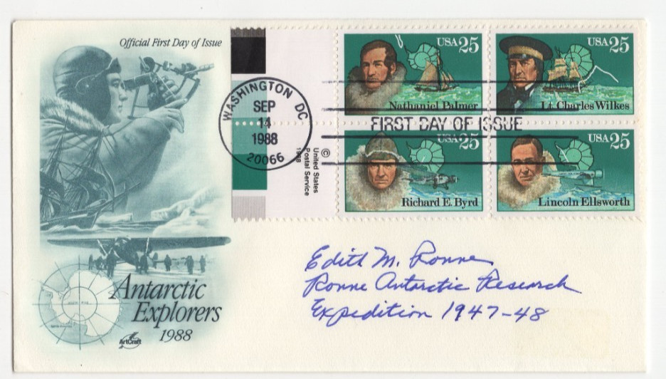 Edith Jackie Ronne Signed Cover FDC / Autographed Antarctic Explorer Edith Jackie Ronne Signed Cover FDC / Autographed Antarctic Explorer