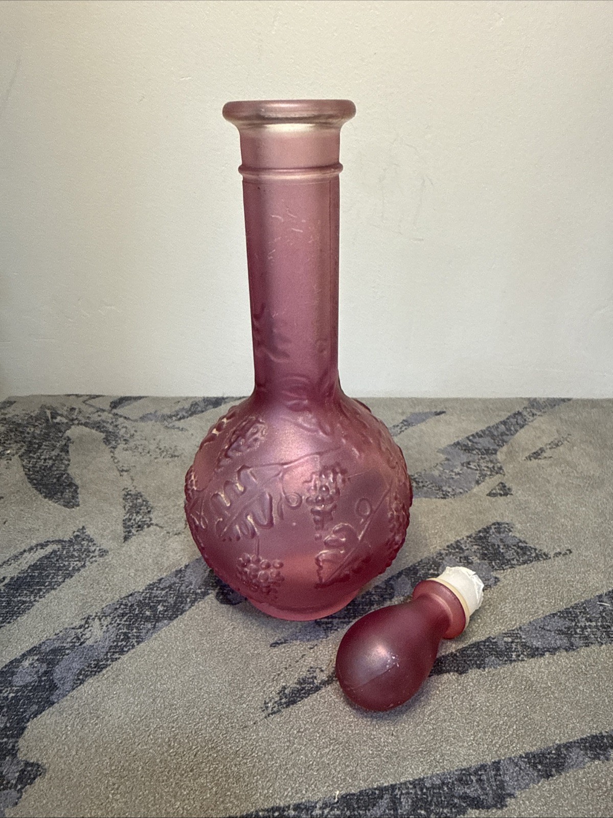 Vintage Avon Skin So Soft Bath Oil Bottle, Purple, Grapes & Leaves
