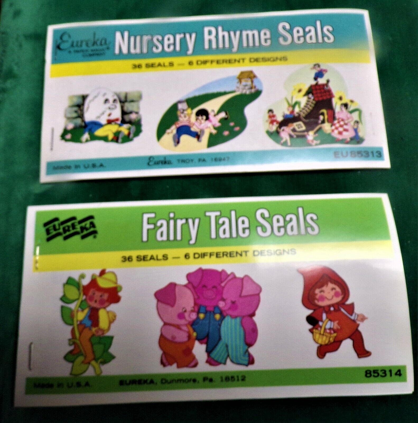 Lot of 2 Vintage Eureka Die Cut Seal Books Fairy Tale + Nursery Rhymes NEW 