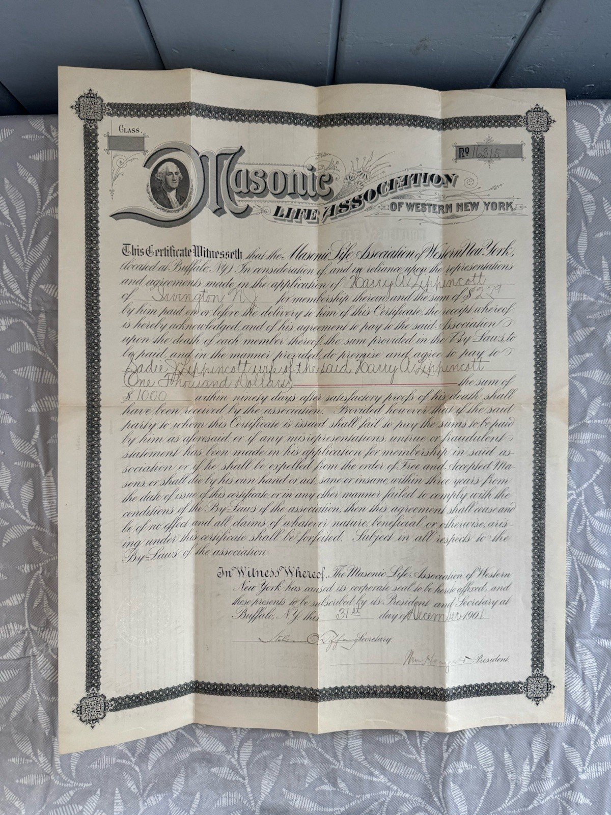 Antique1901 Masonic Life Insurance Archive CompletePolicy Papers Buffalo NY19x15 Antique1901 Masonic Life Insurance Archive CompletePolicy Papers Buffalo NY19x15