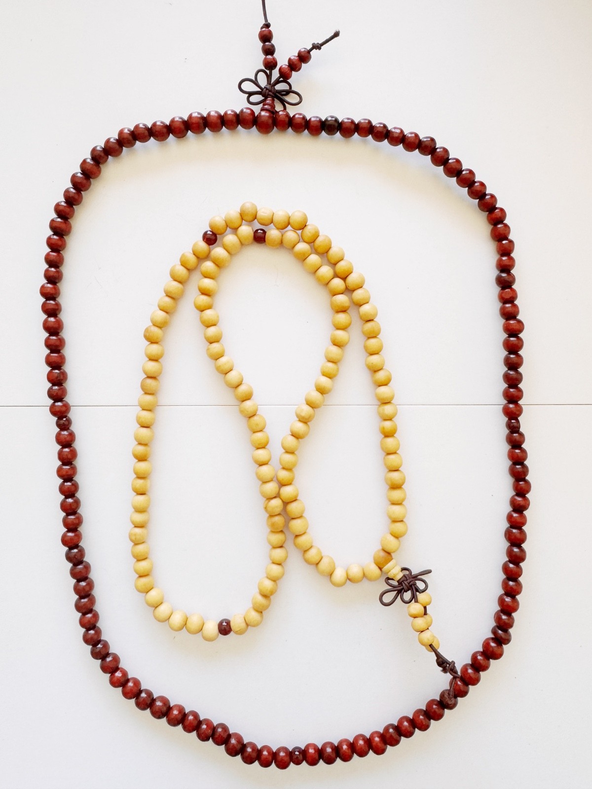 Vintage Wooden Bead Necklaces Lot Boho Adjustable Prayer Mala Brown Beige Handma Vintage Wooden Bead Necklaces Lot Boho Adjustable Prayer Mala Brown Beige Handma