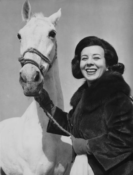 Italian mezzo-soprano Giulietta Simionato with a horse circa 1960 Old Photo