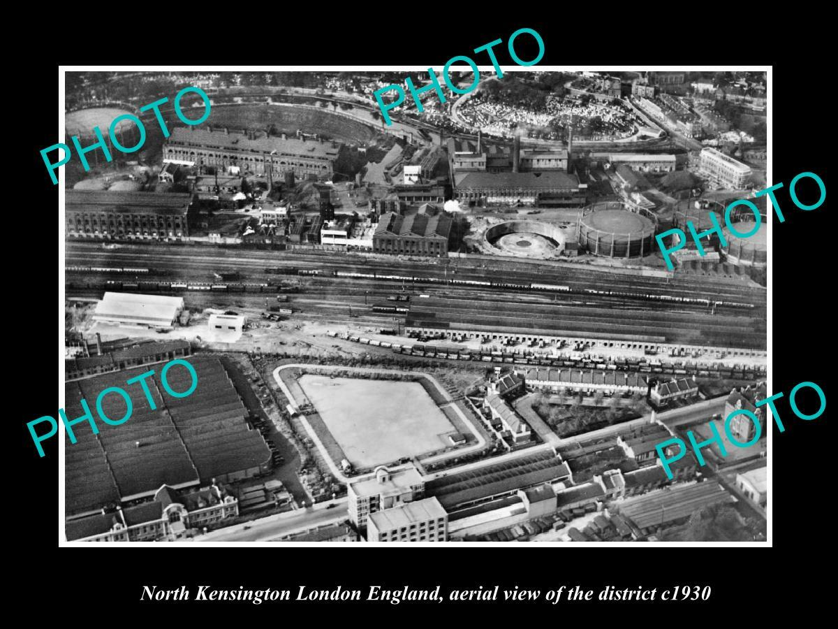 OLD 8x6 HISTORIC PHOTO NORTH KENSINGTON ENGLAND DISTRICT AERIAL VIEW c1930 OLD 8x6 HISTORIC PHOTO NORTH KENSINGTON ENGLAND DISTRICT AERIAL VIEW c1930