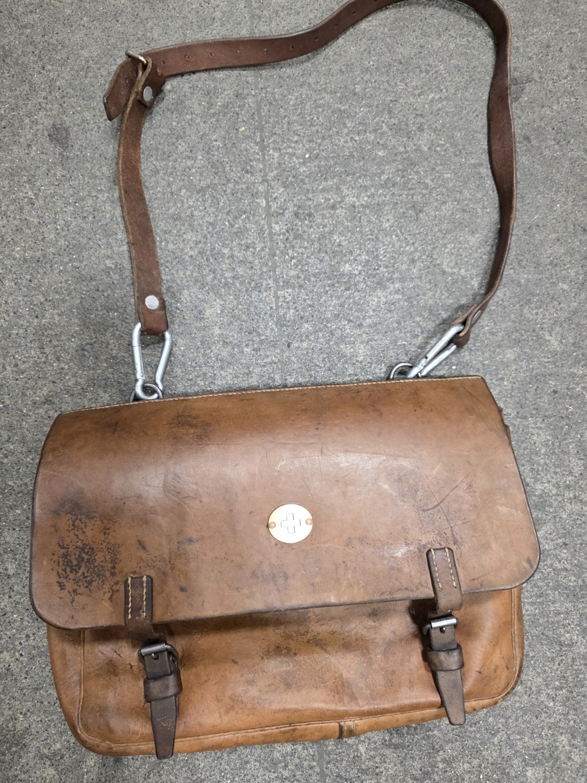 Vintage Swiss Army Leather J. GERBER KAPPELEN 1937 Saddlebag Shoulder Bag