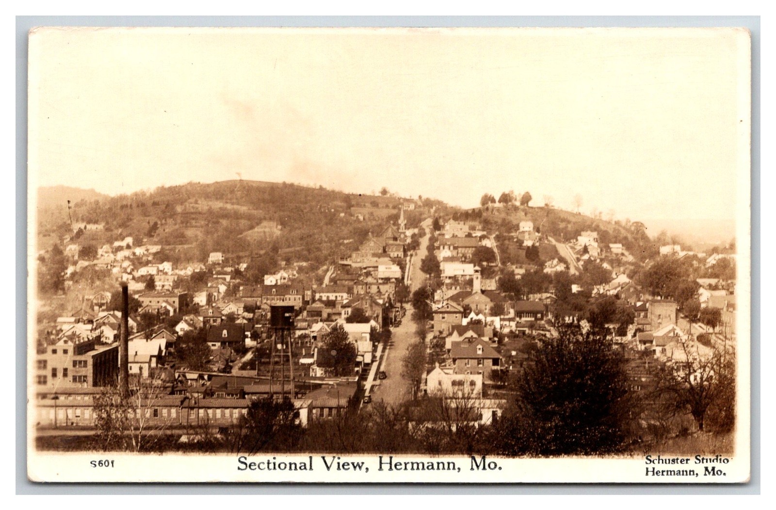 RPPC ~ Hermann MO ~ Birdseye View , Main street MISSOURI RPPC ~ Hermann MO ~ Birdseye View , Main street MISSOURI