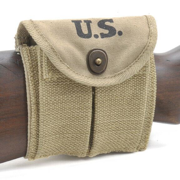 USGI WW2 .30 M1 Carbine Buttstock Type Pouch Khaki Dated 1942 USGI WW2 .30 M1 Carbine Buttstock Type Pouch Khaki Dated 1942