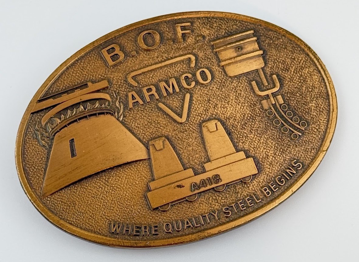 Vtg BOF Armco Steel Ashland Works KY Kentucky Belt Buckle Demolished Factory Vtg BOF Armco Steel Ashland Works KY Kentucky Belt Buckle Demolished Factory