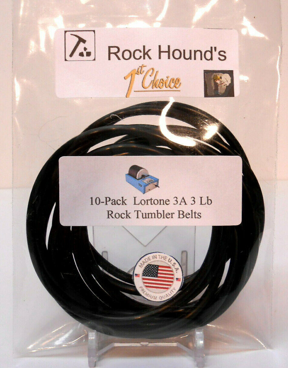 Rockhound's 1st Choice Lortone Single Drum Rock Tumbler 3A 3lb Belts(10)Pack