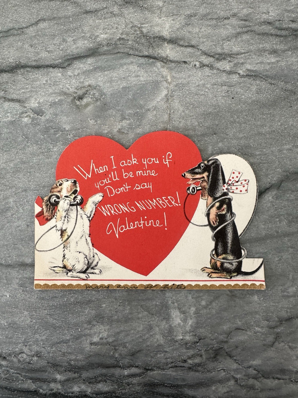 Vintage Valentine Dog Puppy Wiener Dog Dachshund Terrier Telephone Heart Bow Vintage Valentine Dog Puppy Wiener Dog Dachshund Terrier Telephone Heart Bow