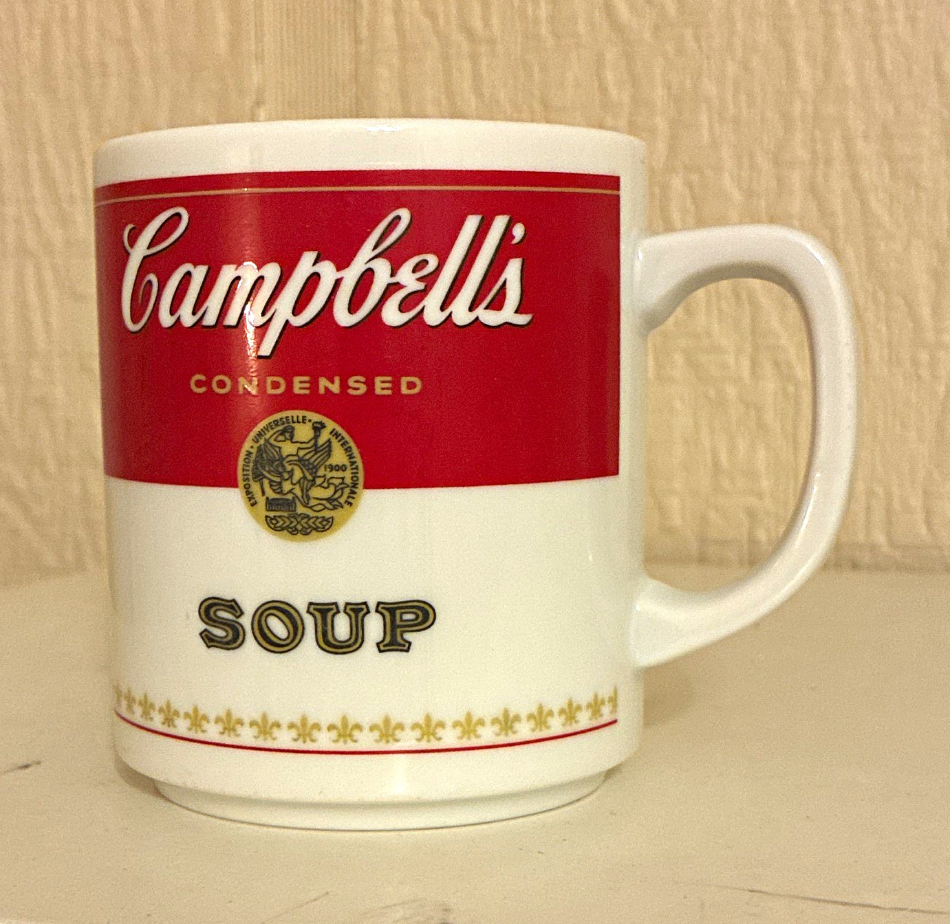 Campbell's Condensed Soup Advertising Porcelain Mug | White Red Gold | 1981 Campbell's Condensed Soup Advertising Porcelain Mug | White Red Gold | 1981