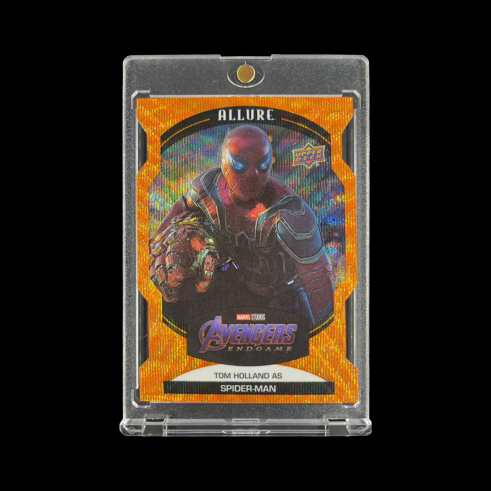 SPIDER-MAN ORANGE WAVE DIE CUT REFRACTOR TOM HOLLAND CARD 2022 Avengers End Game SPIDER-MAN ORANGE WAVE DIE CUT REFRACTOR TOM HOLLAND CARD 2022 Avengers End Game