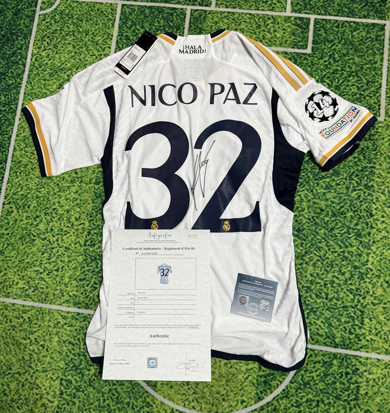 NICO PAZ REAL FIRST GOAL DEBUT JERSEY AUTOGRAPHED AND CERTIFIED COA VIDEO PROV NICO PAZ REAL FIRST GOAL DEBUT JERSEY AUTOGRAPHED AND CERTIFIED COA VIDEO PROV