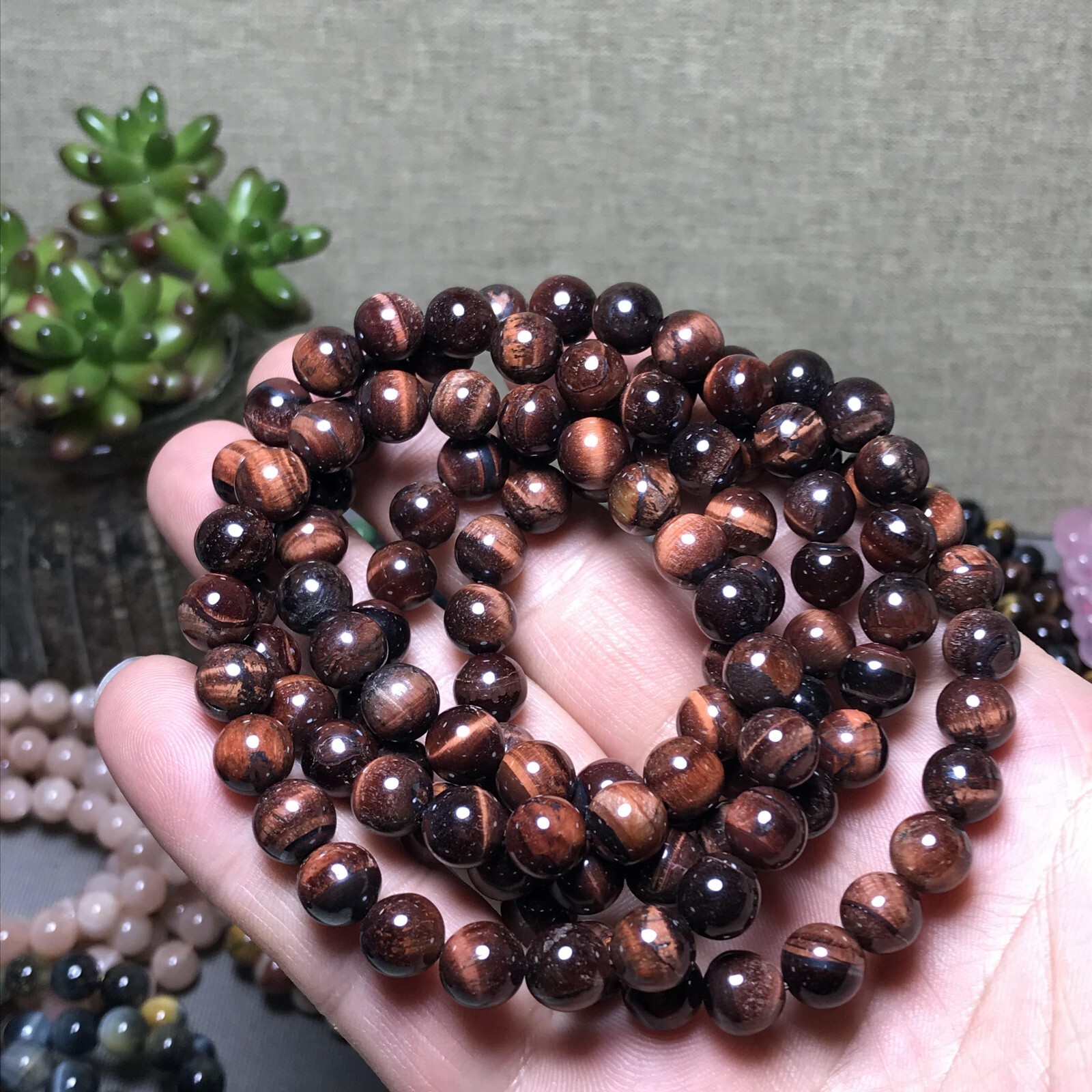 10Pcs Wholesal Natural Polish Red Tiger eye stone bracelets Crystal ball 8mm 10Pcs Wholesal Natural Polish Red Tiger eye stone bracelets Crystal ball 8mm