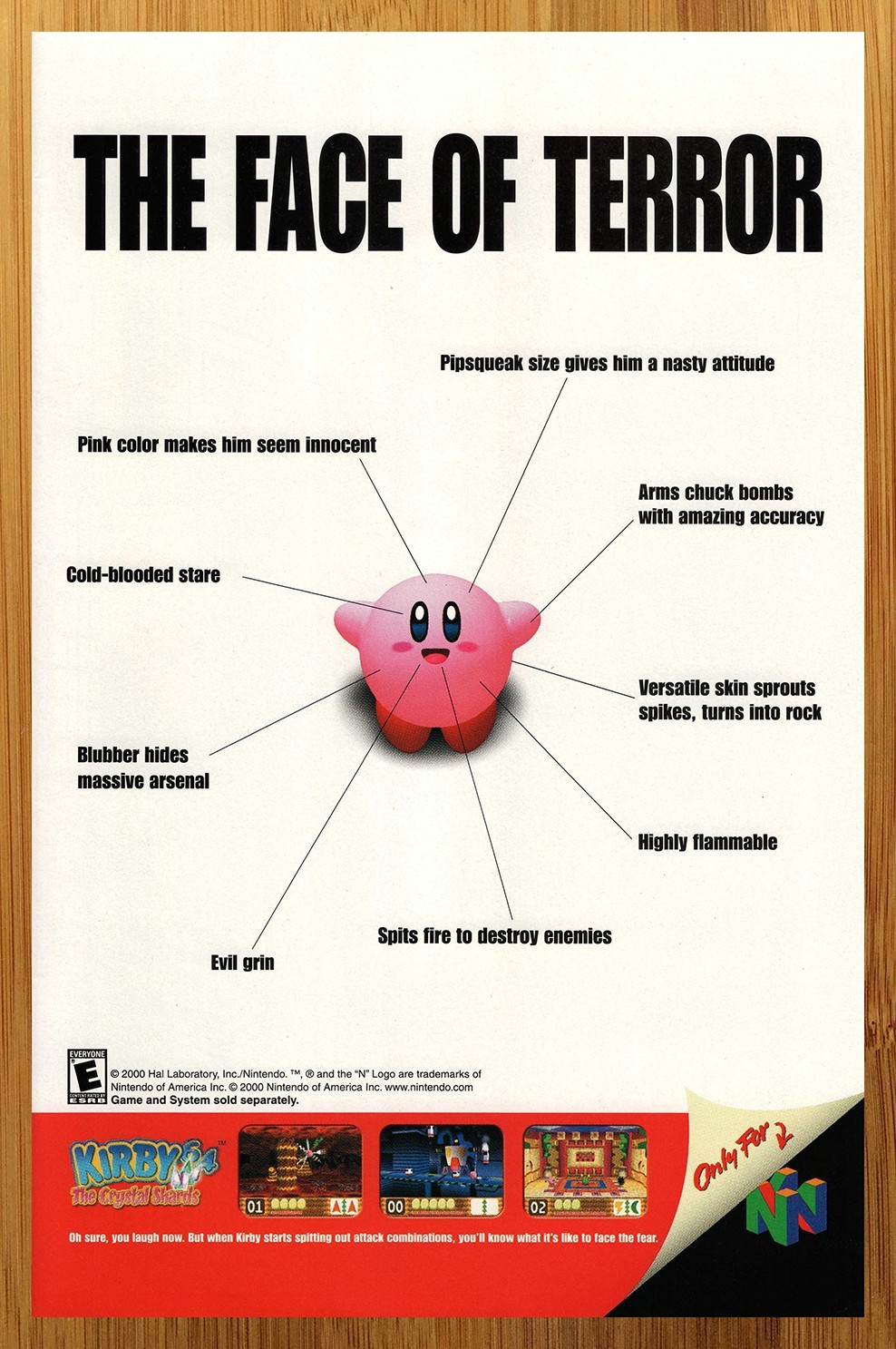2000 Kirby 64 The Crystal Shards Nintendo N64 Print Ad/Poster Game Promo Pop Art 2000 Kirby 64 The Crystal Shards Nintendo N64 Print Ad/Poster Game Promo Pop Art