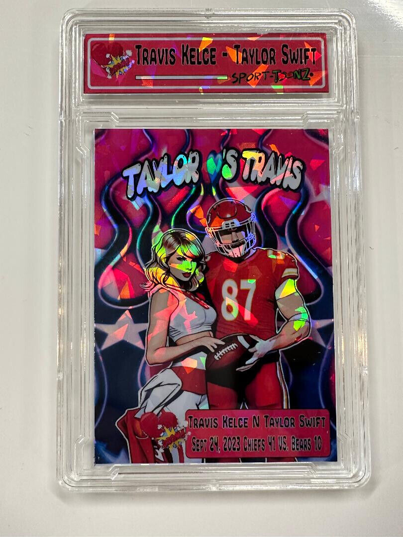 2023 Travis Kelce Taylor Swift Pink USA SP/200   Cracked Ice Cartoon rc zx3