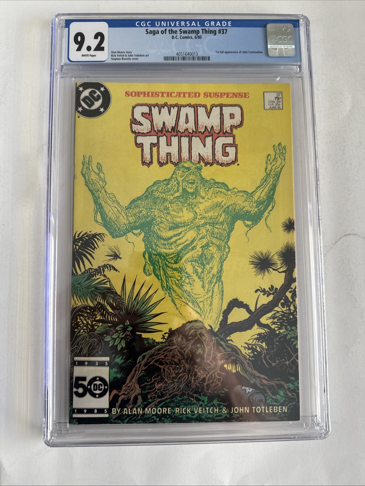 Saga Of The Swamp Thing 37, CGC 9.2, 1st Constantine Appearance, 1985 Saga Of The Swamp Thing 37, CGC 9.2, 1st Constantine Appearance, 1985