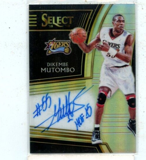 DIKEMBE MUTOMBO 2018-19 Panini Select Signatures Silver on Card Auto #D /199 DIKEMBE MUTOMBO 2018-19 Panini Select Signatures Silver on Card Auto #D /199