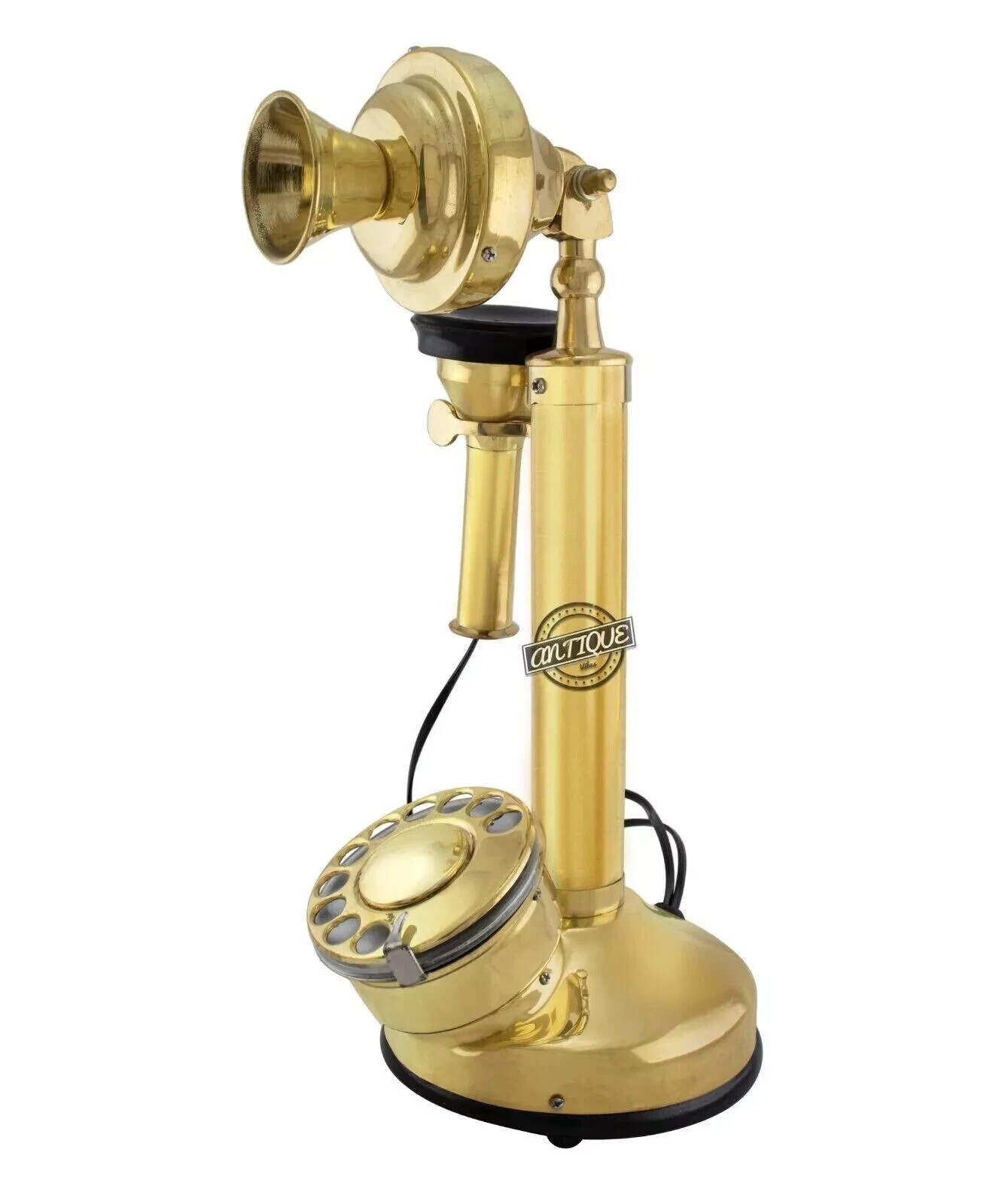 Antique Candle Stick Vintage Phone Brass Rotary Dial Wired Telephone Home Decor. Antique Candle Stick Vintage Phone Brass Rotary Dial Wired Telephone Home Decor.