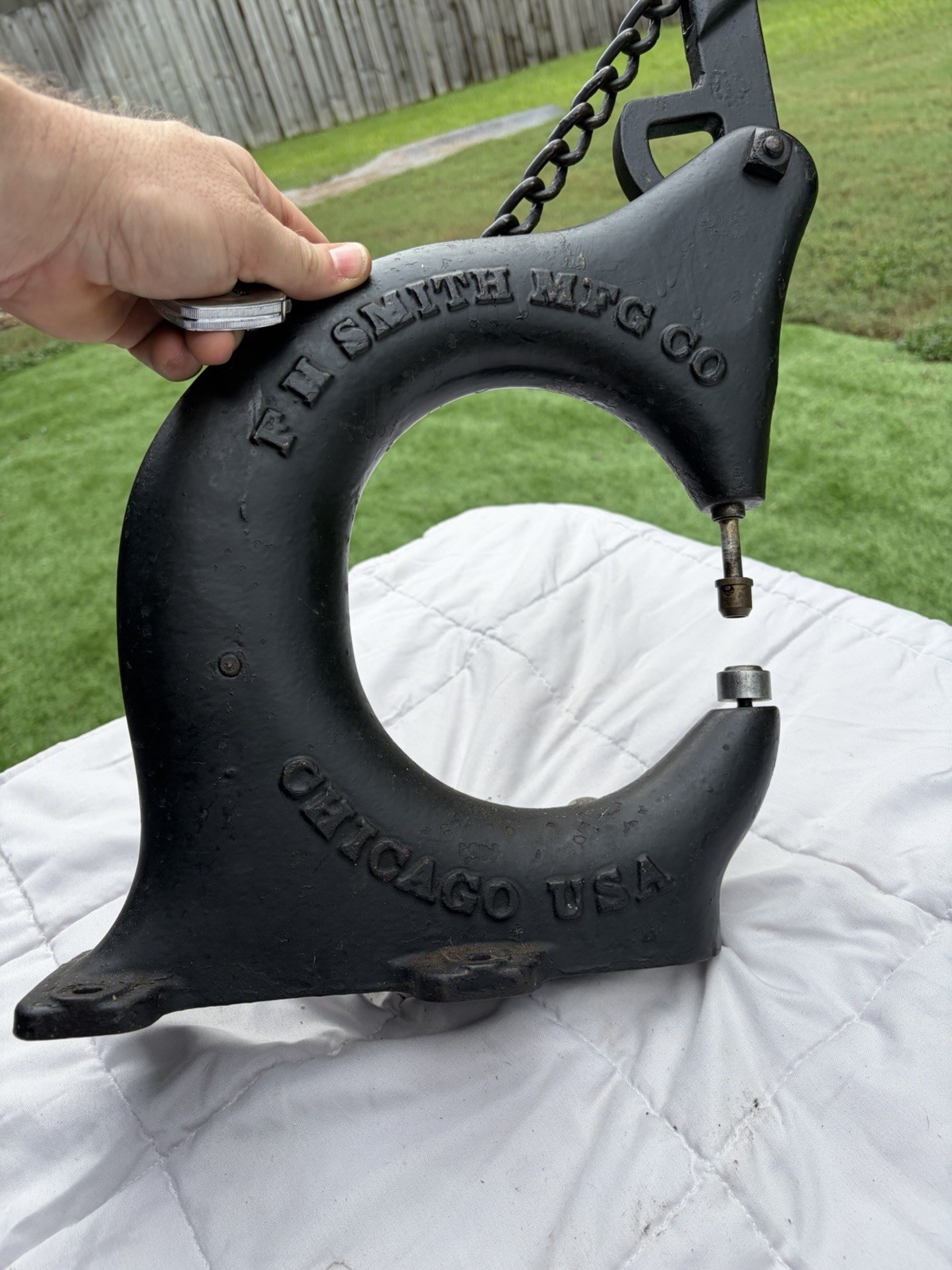 Vintage Antique Large FH Smith Rivet Press 1909 Chicago Chain Foot Lever Press