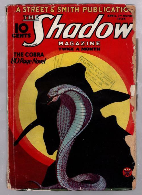 The Shadow Apr 1 1934  "The Cobra" Cover Art by Rozen Pulp