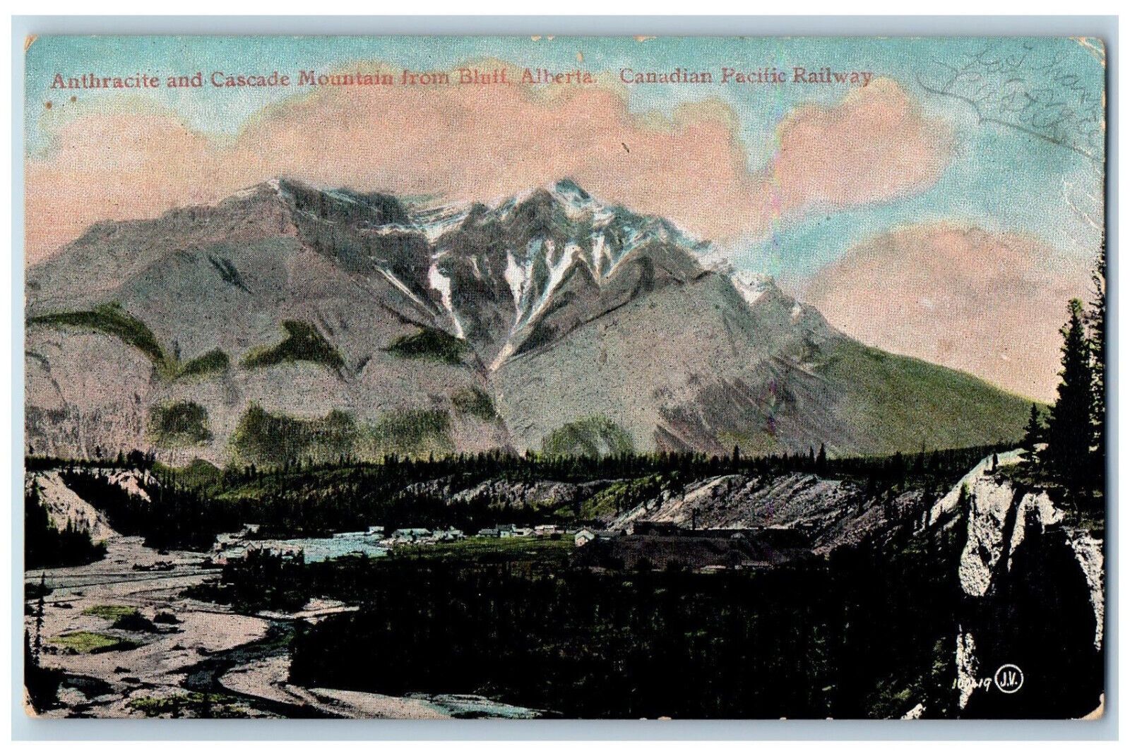 Banff Alberta Canada Postcard Anthracite Cascade Mountain c1910 Antique