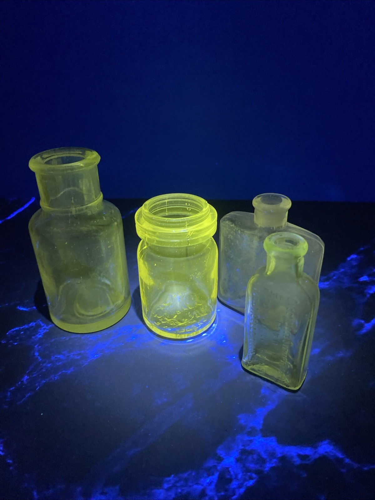 Antique Manganese Glass Smalls-4. Polish, Kranks Cream, Caldwells, Misc. Antique Manganese Glass Smalls-4. Polish, Kranks Cream, Caldwells, Misc.