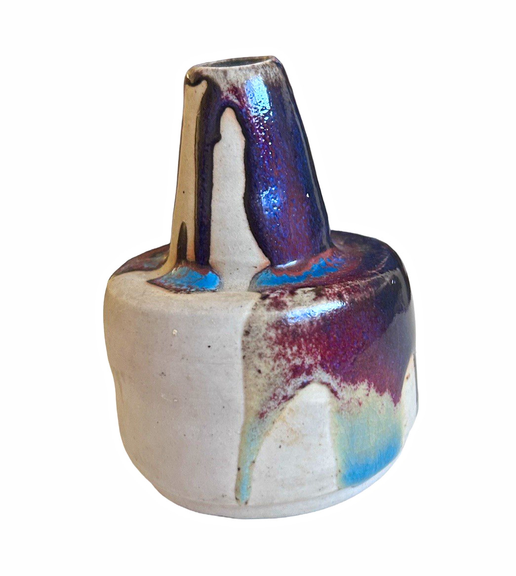 Vintage Handmade Pottery Ceramic Drip Glaze Bud Vase, Signed 11/79 Vintage Handmade Pottery Ceramic Drip Glaze Bud Vase, Signed 11/79