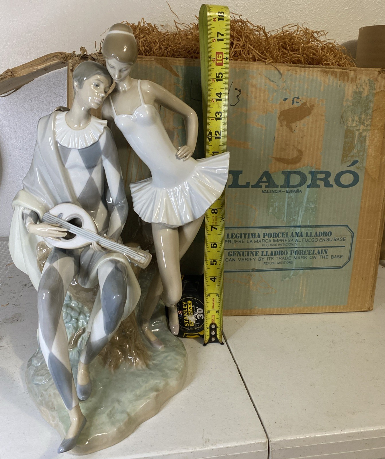 Lladro Romantic Ballet Harlequin Jester retired Figurine Vintage Porcelain W/box Lladro Romantic Ballet Harlequin Jester retired Figurine Vintage Porcelain W/box