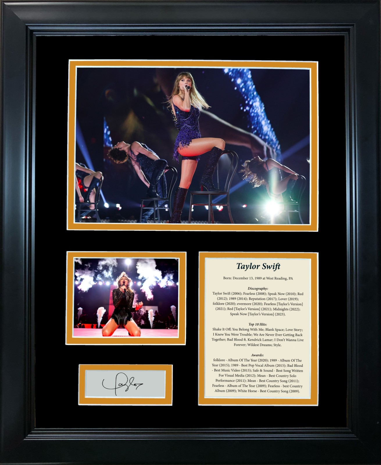 Taylor Swift 11x14 Framed Concert Collage Facsimile Autograph Career Highlights Taylor Swift 11x14 Framed Concert Collage Facsimile Autograph Career Highlights
