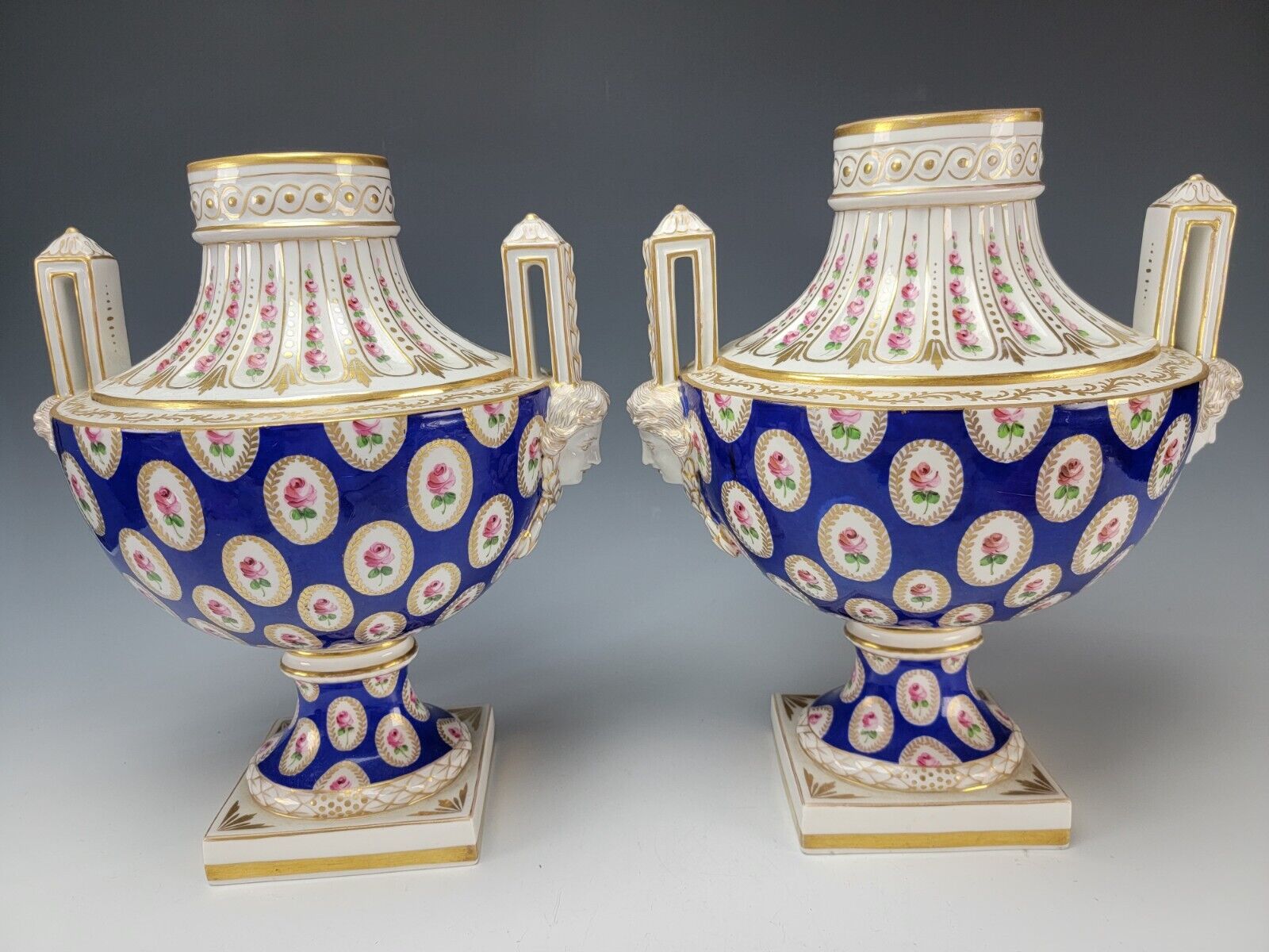 Antique German Ludwigsburg Sevres Style Porcelain Vases 
