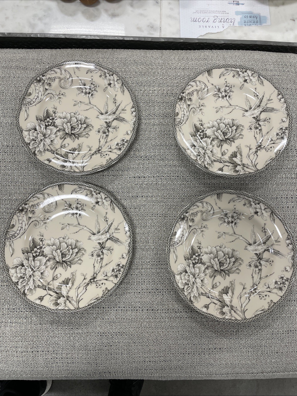 Brand New 222 Fifth Adelaide Floral Flowers Antique White Salad Plates Set Of 4 Brand New 222 Fifth Adelaide Floral Flowers Antique White Salad Plates Set Of 4