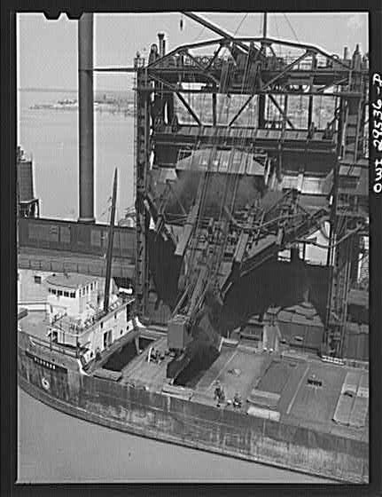 Untitled photo, Ohio. Loading coal into a lake freighter at the, : Sandusky Untitled photo, Ohio. Loading coal into a lake freighter at the, : Sandusky