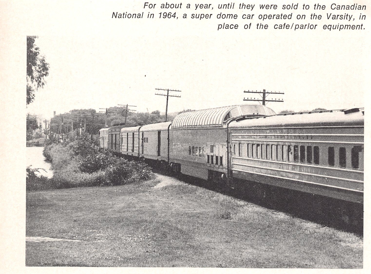 Varsity Train Has Super Dome Car Replacing Diner 5.25" x 3.75" Vtg Mag Excerpt
