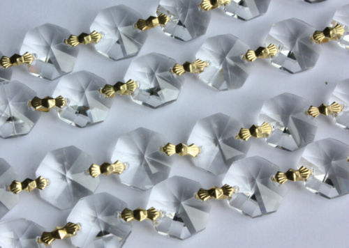 6.6FT CRYSTAL OCTAGON PRISMS WEDDING GARLAND BRASS CHAIN CHANDELIER PART 14MM 6.6FT CRYSTAL OCTAGON PRISMS WEDDING GARLAND BRASS CHAIN CHANDELIER PART 14MM