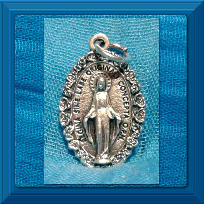 Miraculous Medal Catholic Rose Border LATIN Virgin MARY 1