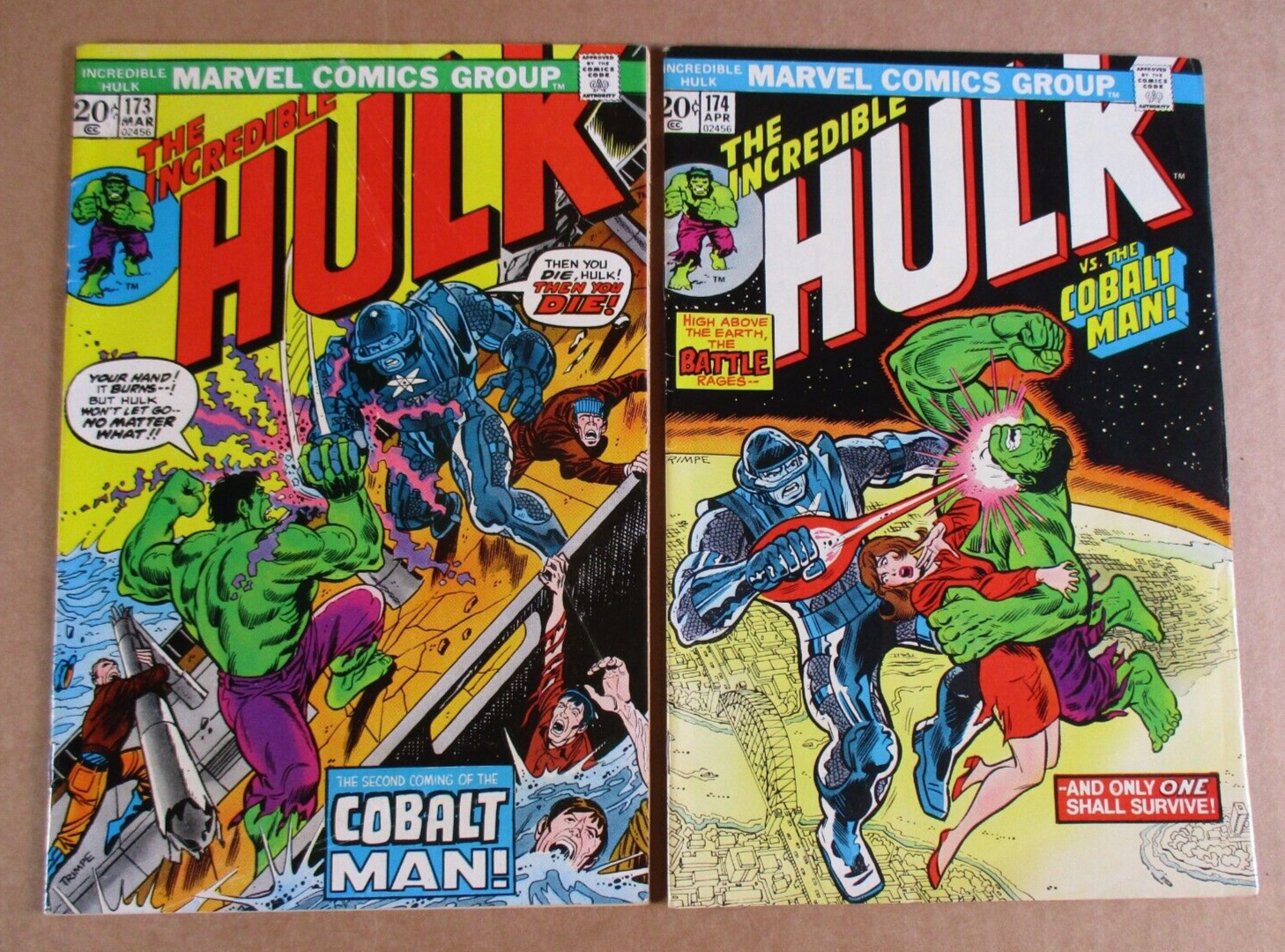 The Incredible Hulk # 173 174 Marvel Comics 1974 Complete With Value Stamp