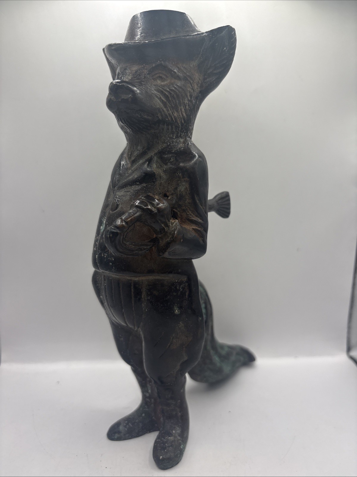 VINTAGE 1920s BRONZE HUNTSMAN FOX Figural 8” TALL RARE Antique VINTAGE 1920s BRONZE HUNTSMAN FOX Figural 8” TALL RARE Antique