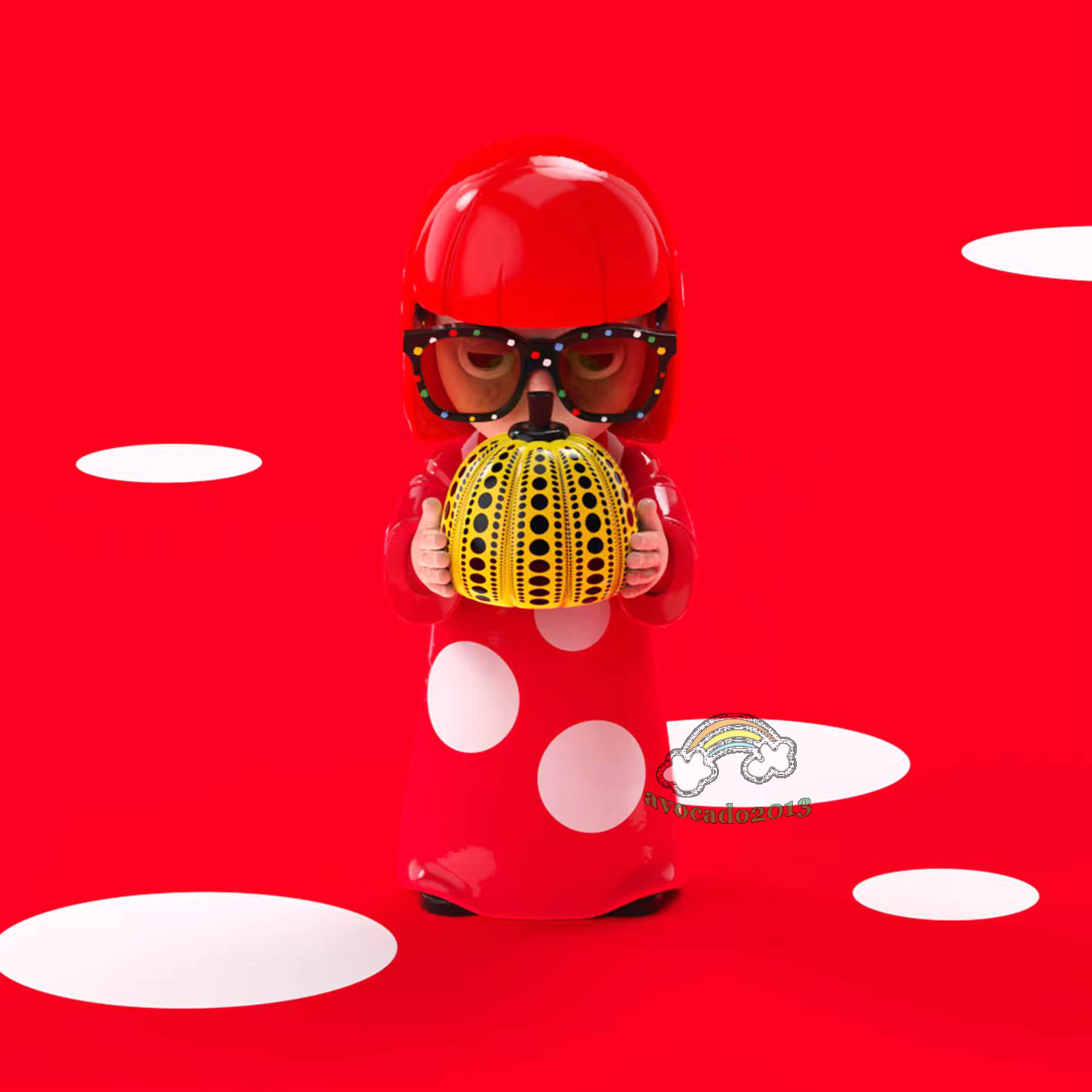 Artist Yayoi Kusama Pumpkin Vinyl Model Desktop Doll Ornamentsh 28CM Artist Yayoi Kusama Pumpkin Vinyl Model Desktop Doll Ornamentsh 28CM