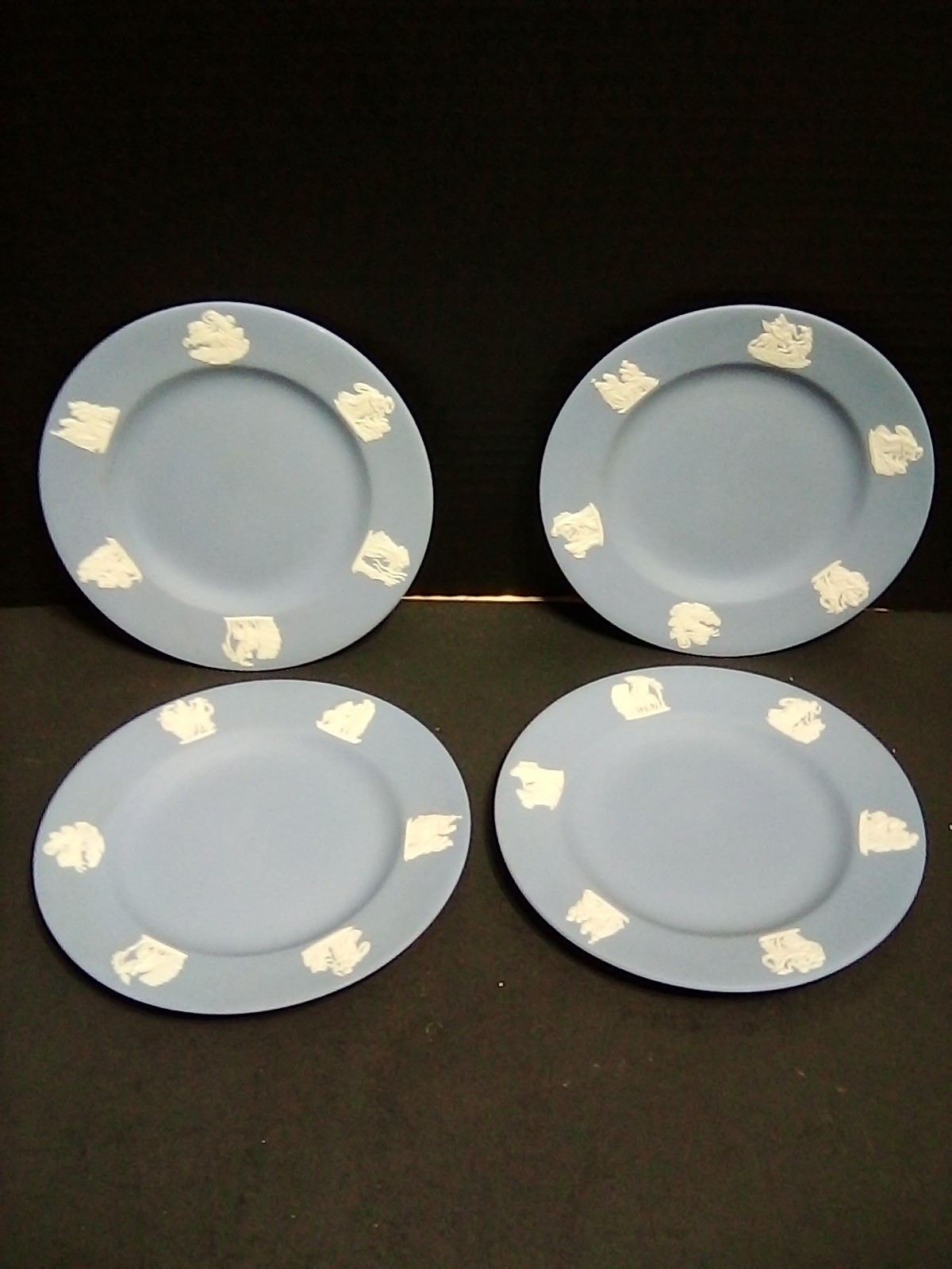 Wedgwood Jasperware Blue Grecian 4 plates 6"