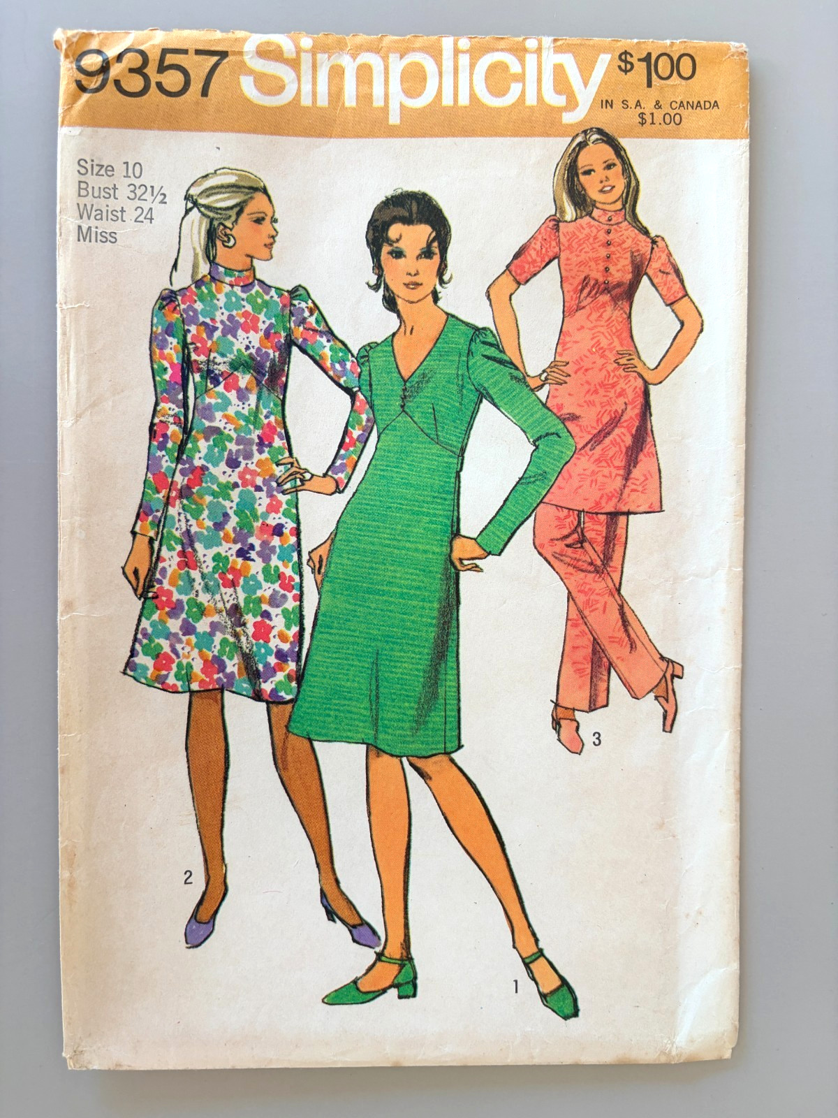 1970's Simplicity Misses' Dress,Pants Pattern 9357 Size 10 UNCUT 1970's Simplicity Misses' Dress,Pants Pattern 9357 Size 10 UNCUT