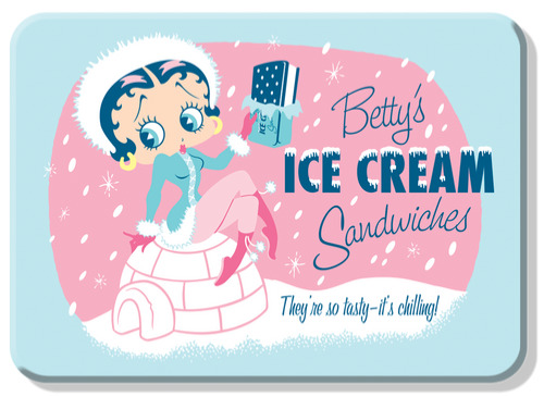 Betty Boop Ice Cream Sandwiches Sign Refrigerator Magnet Decor 2.5 x 3.5 Inch