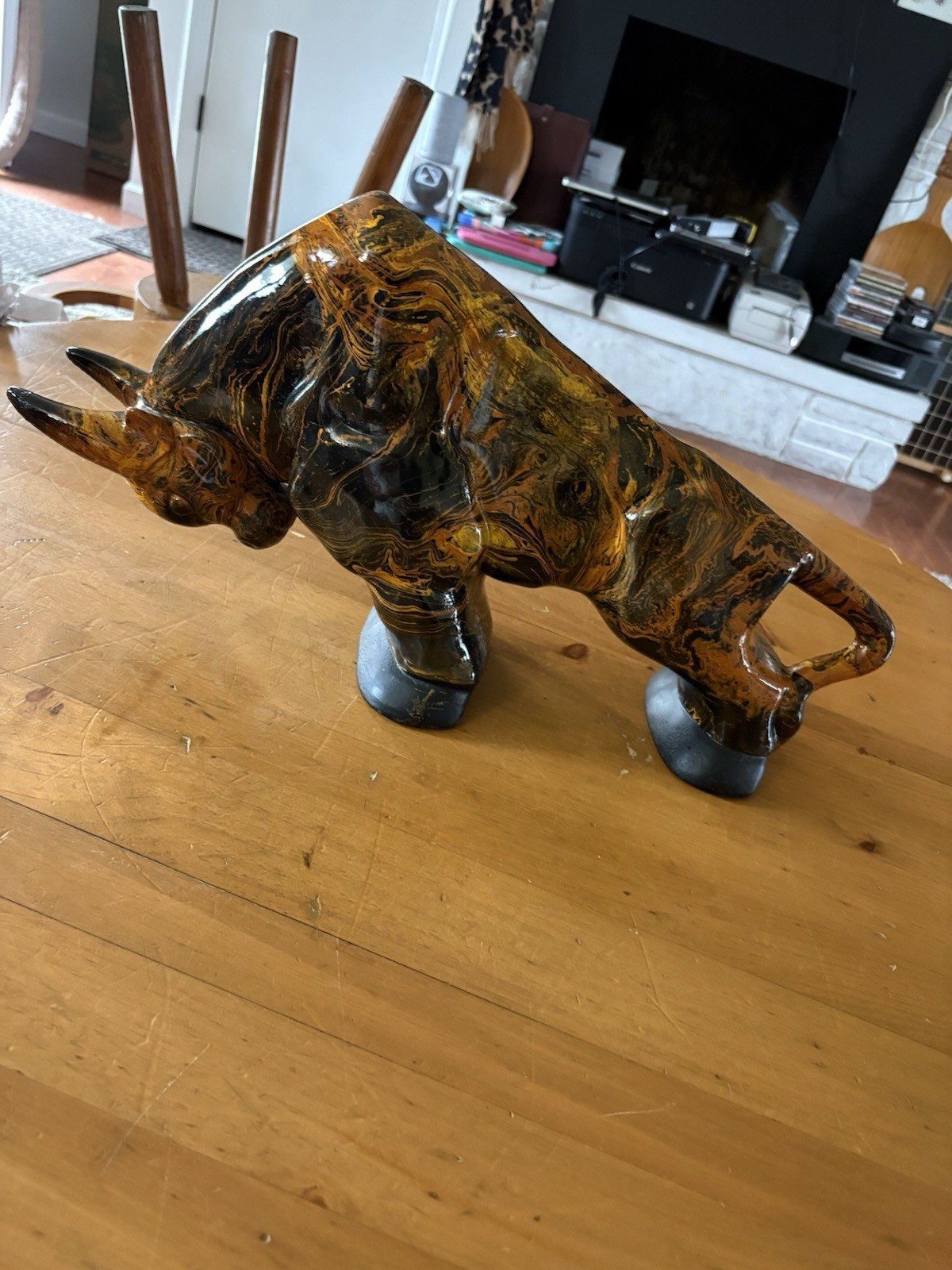 Vtg Ceramic MCM Bull Sculpture-Tiger’s Eye Glaze-20”-Beautiful-Excellent Cond Vtg Ceramic MCM Bull Sculpture-Tiger’s Eye Glaze-20”-Beautiful-Excellent Cond