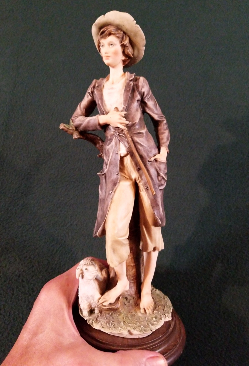 Vintage Giuseppe Armani Shepherd Boy with Lamb Figurine Capodimonte Signed Italy