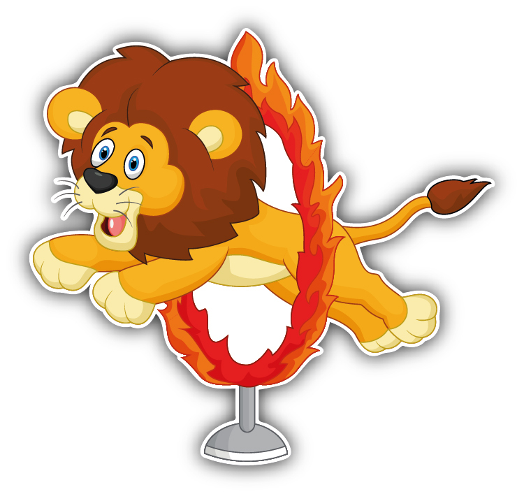 Circus Lion Cartoon Car Bumper Sticker Decal 5'' x 5''