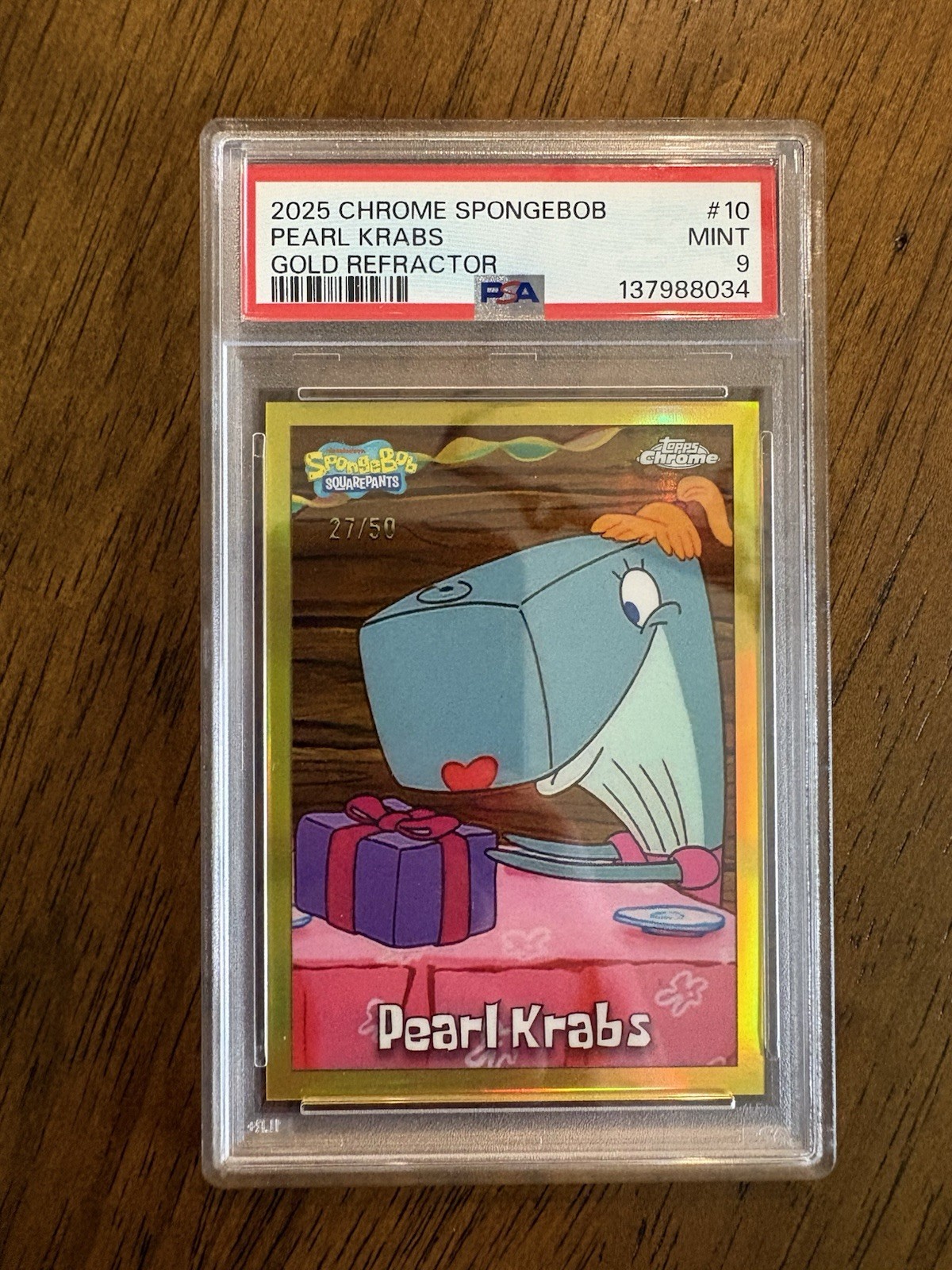 2025 Topps Chrome Spongebob Squarepants "Pearl Krabs" Gold Refractor /50 PSA 9