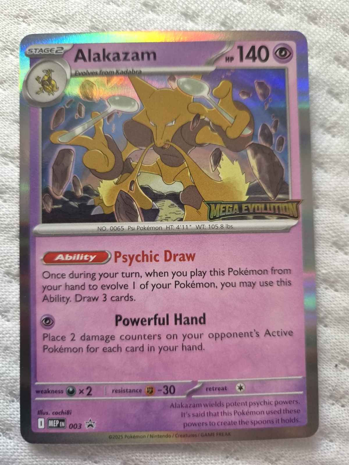 Pokémon Alakazam Holo Prerelease Promo MEP 003 Mega Evolution TCG Pokémon Alakazam Holo Prerelease Promo MEP 003 Mega Evolution TCG