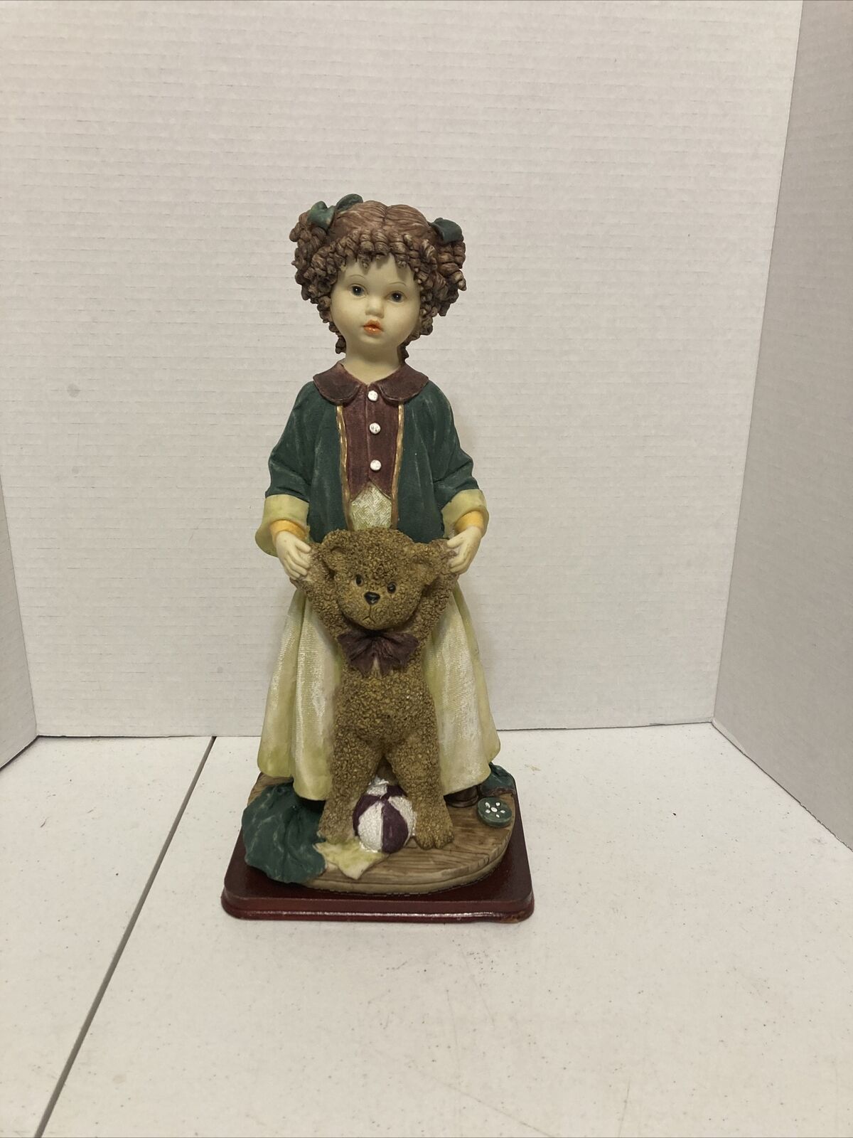Vintage Young Girl with Teddy Bear about 13 in Tall